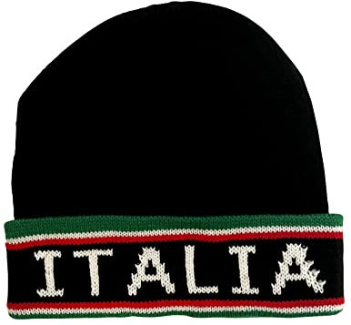 Schwarze Italia Strickmütze – bunte italienische Mütze – italienische Kollektion von italienischen Produkten bei PSILoveItaly, Mehrfarbig, Einheitsgr��e