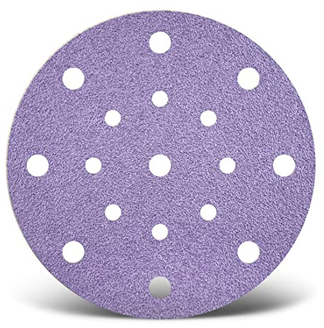 MENZER Purple HD Schleifscheiben 150 mm, 17-Loch (50 Stk.) K80 | f. Exzenterschleifer, Keramik-Mix, Klettbefestigung
