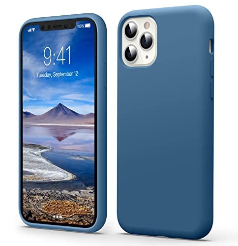 Flyzoo Flüssige Silikon Hülle für iPhone 11 Pro Max (6,5), Kratzfest & Anti-fingerabdruck Silicone Handyhülle mit Rundumschutz: 4-Schicht Schutzhülle, Erhöhter Rand für Bildschirm & Kamera, Blau