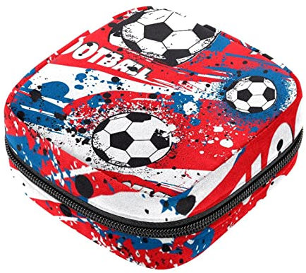 Damenbinden Aufbewahrungstasche Menstruationstasse Beutel Mädchen Reise Große Kapazität Make-up Damenbinden Organizer, Abstrakt Frankreich Fußball Sport Ball Farben Muster