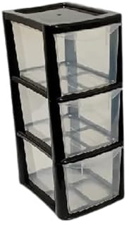 3 Tier Drawer Medium A5 Size Tower Storage Unit Homes, Kitchen, Schools, Offices Plastic Drawer Organizer Desktop Stationary, Art Supplies, Shoes, Small Toys, (3 Drawers Medium Black)