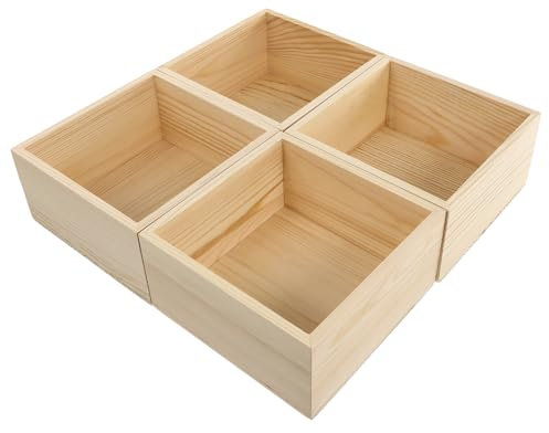 Alipis Kleine Holzkiste Ohne Deckel 15X15X2.8 Zoll Quadratische Aufbewahrungsbox Aus Massivholz Für Schmuck Organizer Und Diy Bastelbedarf