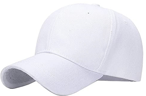 Kangqifen Herren Damen Einfache Einfarbiger Baseball Caps Kappe Mütze mit Klettverschluss Mehrfarbige Optionen Weiß