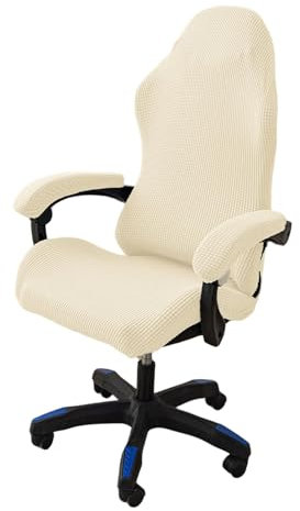 MANGGUO Ergonómico Cubre sillas Gaming Jacquard elástico Cubre sillas Gaming Antideslizante a Prueba de Polvo con 2 Fundas para reposabrazos con Cremallera -Azul (Beige)