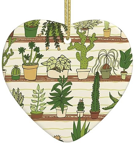 Boule de Noël personnalisable en céramique à suspendre avec cactus et plantes tropicales pour petit ami, petite amie, épouse, cadeaux de Noël