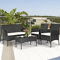 GIANTEX Gartenlounge Outdoor Möbelsets, Garten Lounge Set Rattan Gartenmöbel, Sitzgruppe 4 Personen Tisch 2 Stühle Sitzbank, inkl. Sitzkissen, Balkonmöbel Kleiner Balkon, Balkonset Wetterfest