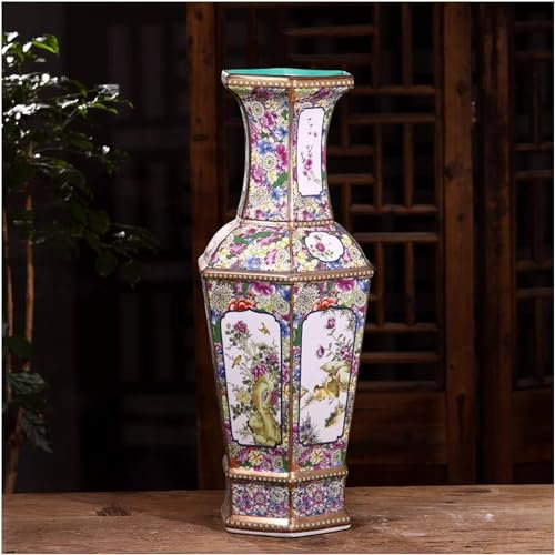 DZYHFCO Keramik Antike große Bodenvase Chinesische klassische Vase Arrangement Keramik Handwerk Wohnzimmer Arrangement (Farbe: B)