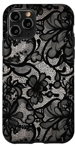 Schwarze Spitze, Vintage-Muster Hülle für iPhone 11 Pro