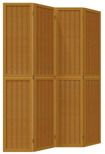 vidaXL Raumteiler 4-TLG., Paravent Faltbar, Trennwand für Innenbereich, Spanische Wand Sichtschutz Umkleide, Braun Massivholz Paulownia