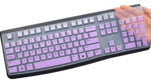 Silicone Keyboard Cover for Logitech K120 & MK120 Ergonomic Desktop USB Wired Keyboard, Logitech K120 & MK120 Keyboard Protective Skin US Layout (NOT Fit Other Model)-OmbrePurple