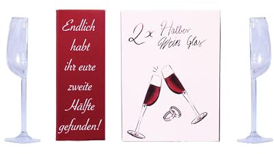Silver-Stage Halbes Weinglas - Großes witziges romantisches Geschenk für Valentinstag Geburtstag Jahrestag Rotweinglas und Weißweinglas in einem (Zweite Hälfte, 2, stück)