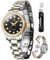OLEVS Gold-schwarz Diamant Frauen Uhr Automatische Mechanische Luxus Kleid Klassische Edelstahl Armband Damen Uhr