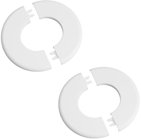 UFURMATE Lot de 2 cache-tuyaux ronds en plastique de 5,1 cm - Autocollants décoratifs pour tuyau de douche, diamètre intérieur : 53 mm (blanc)