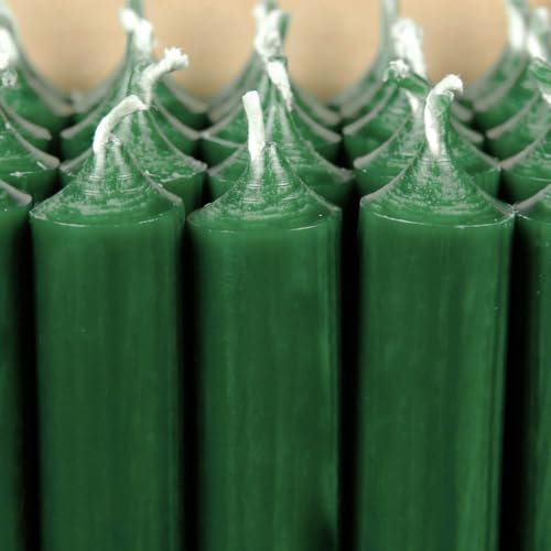 Bütic GmbH Stabkerzen durchgefärbt 100mm x Ø 22mm, Kerzen hochgereinigt, Brenndauer 4h, geruchsneutral, rußarm mit rückstandsfreiem Abbrand, Farbe:Dunkelgrün, Set mit:4 Stück