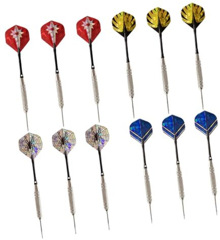 WOONEKY 12-Teiliges Set Pin-Typ Dartzubehör 28 Gramm Dartpfeile Stahlpfeile Dartpfeile mit Wolfram-Stahlspitze pro Darts professionelle dartpfeile Spielzeug sicherer Black