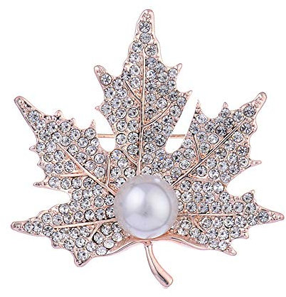 Crystal Maple Leaf Broschen Pins mit Perle Weihnachtshochzeitsgeschenk für Frauen
