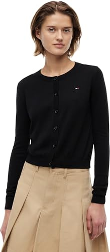 Tommy Jeans Damen Strickjacke Cardigan Essential Crew Neck mit Knopfleiste