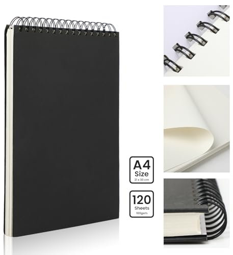 120 Páginas/60 Hojas Cuadernos de Bocetos A4,sketchbook - Bloc de Dibujo - con cartón duradero - ideal para dibujar y dibujar en estudios, escuelas o hogares