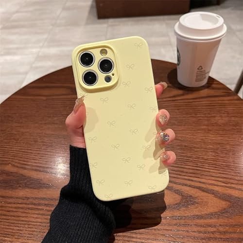 ZCDAYE Case for iPhone 13 Pro Max Silicone Phone Case, Cute Bow Print Solid Women Shell Durable Protective Case Soft Skin Friendly Phone Cover for iPhone 13 Pro Max (6.7 inches),Yellow