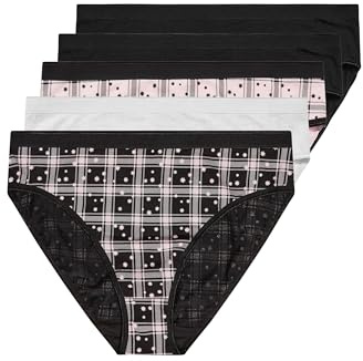 Yourset 5 Pack Curve & Pink Check Print High Leg Knickers - Women's - Plus Size Curve