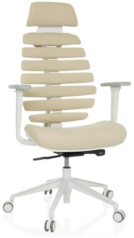 hjh OFFICE Profi Bürostuhl Ergo LINE W Drehstuhl mit ergonomisch geformter Rückenlehne inkl. Lordosenstütze, Beige