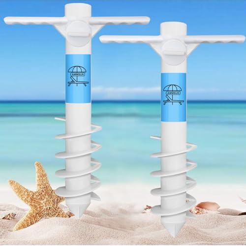 AMMSUN Strandschirm, Sandanker, strapazierfähig, für den Außenbereich, mit 5 Spiralschrauben, universal, Einheitsgröße, passend für die meisten Strandschirme, sicherer Schirmhalter, Ständer, ideal für