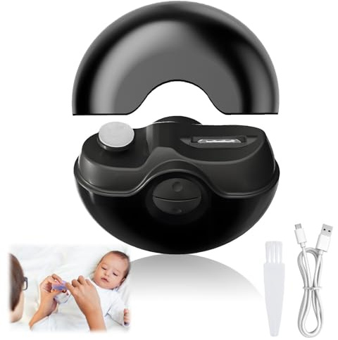 Elektrischer Nagelknipser, Gebogenes Design, Nageltrimmer Nagelpolierer 2 in 1, USB Wiederaufladbare Nagelfeile, Automatische Nägel, Schleifen, Tragbare Nagelfeile für Baby Senioren Erwachsene(Black)
