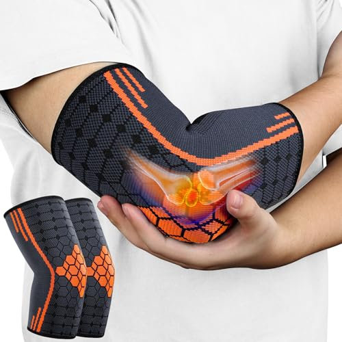 AOOWU 2 Stücke Ellenbogenbandage, Tennisarm bandage für Damen Herren, Kompression Ellenbogen Bandage für Arthritis, Sehnenentzündung, Ellenbogenschoner für Sport, Golferarm, Tennisarm Armbandage (M)