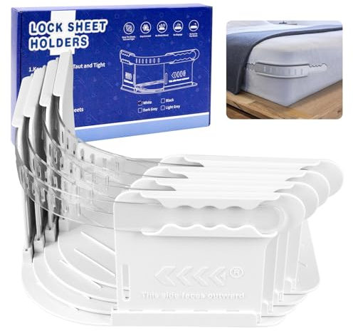 LIROPAU Support de drap de lit avec bandes de verrouillage, clips de drap-housse avec sangles de fixation, support de drap de lit amélioré amovible et réglable (15 cm-30 cm d'épaisseur), sangles de