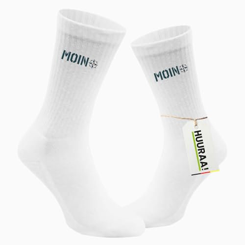 Huuraa Unisex Tennissocken Moin Kompass Geschenk Größe 42/46 White Motiv Sportsocken Moin Kompass Präsent