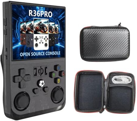 Console di gioco portatile K36 con schermo IPS da 3,5 pollici e 500 nit, con oltre 16.000 giochi per emulatore per PS1/PSP/DC/N64/SS, mini giochi tascabili retrò classici. (Nero 128 GB)