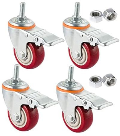 KUKUUU 4 Stück Hochleistungs-Lenkrollen mit Bremse for Werkbank, Möbel, Trolley(100mm M12)