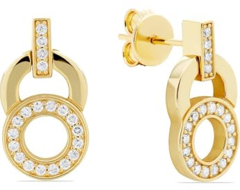 JETTE Damen-Ohrhänger 925er Silber, recycelt Zirkonia One Size, Gelbgold 32029963