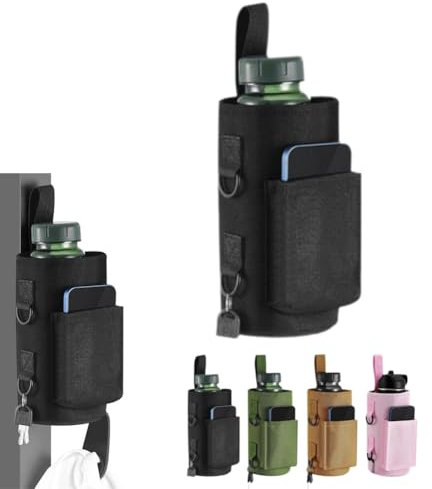 Magnetic Gym Bag, Stronger Magnetic Gym Water Bottle Bag for Men and Women, Adjustable Shoulder Strap 2 Pocket Sports Sling Neoprene Sleeve for Hiking Travelling Camping