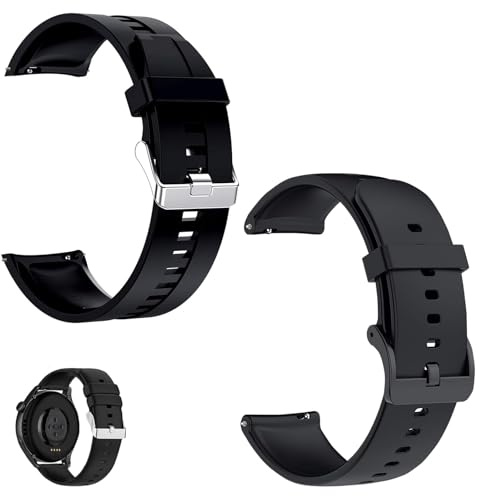 Cinturini per Smartwatch 22mm, Cinturini di Ricambio in Silicone e Metallo, Compatibili con Diversi Modelli, Comodo e Resistente, Con 2 Colori e Facile Sostituzione, Cinturino per Sport e Qu