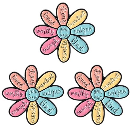 3PCS Cartoon Flower Enamel Pins Set, Inspirational Metal Brooches for Backpacks Jackets and Clothing, Stylish Pin Badges with Colorful Petals, Versatile Badge Pins Accessories