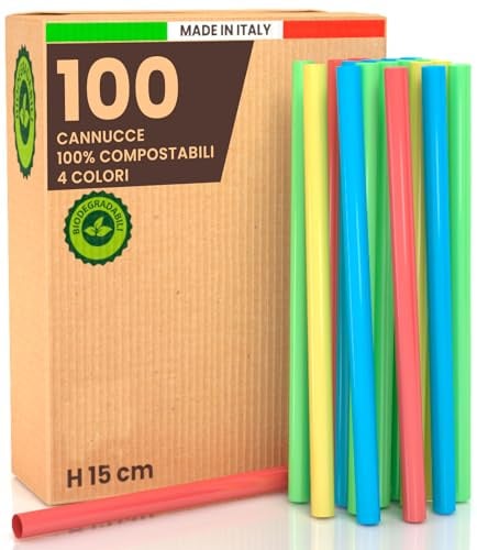 100 Cannucce Riutilizzabili Colorate Larghe Jumbo Cocktail Feste 15cmx8mm