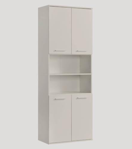 mokebo Bad Hochschrank 'Der Kapitän' (180x65x34 cm) Made in Germany, Badezimmerschrank breit, aus Holz in Kaschmir, Badschrank, auch als Badezimmerhochschrank & Badregal in Beige
