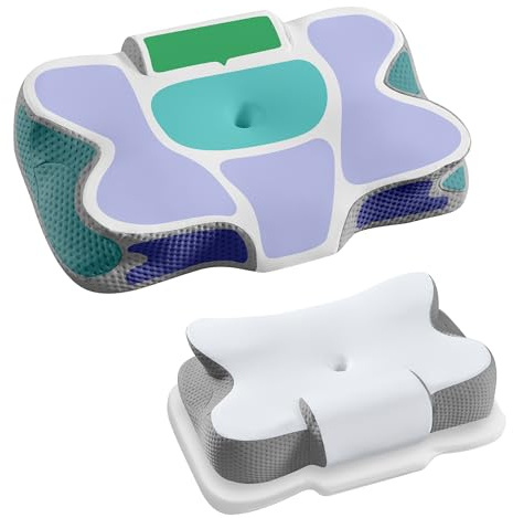 SONGMICS Oreiller Ergonomique, Hauteur Ajustable, Coussin en Mousse à Mémoire de Forme, pour Dormeurs sur Le Côté, Le Dos et Le Ventre, Toucher Frais, Blanc Nuage et Gris Beige TBP051G201 | Coussin en Mousse à Mémoire de Forme, Gris, Collection ISLAND TBP051G201