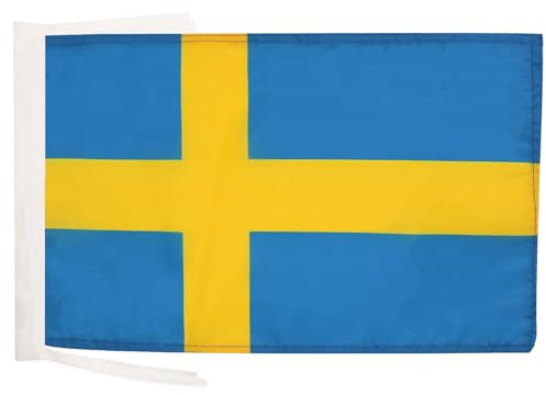 BANDERA de SUECIA 45x30cm - BANDERINA SUECA 30 x 45 cm cordeles - AZ FLAG