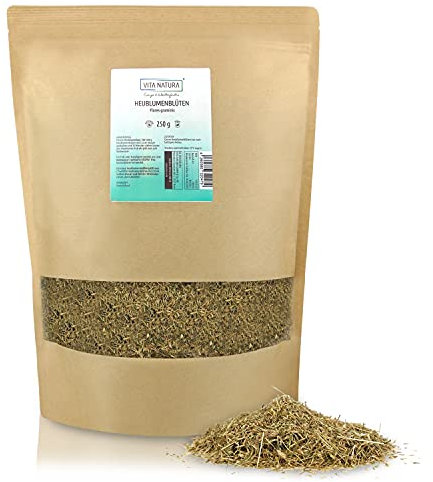 VITA NATURA Heublumenblüten 250 g - Sitzbad - Bade Tee - für Auflagen und Wickel geeignet - Heublumen - 100% vegan - Made in Germany
