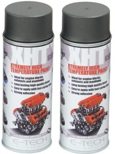 2 x Cans of E-Tech 400ml Xht VHT Very High Temperature Paint - Graphite Grey