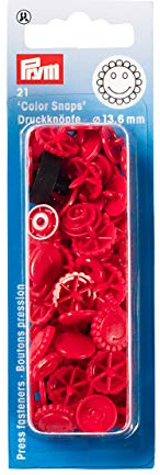 Prym Blumen Form Nähfrei colorsnaps Druckknöpfe, Kunststoff, rot, 13.6 mm, Glasschmuck