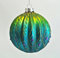 Gisela Graham Ribbed Peacock Bauble - Christbaumschmuck aus Glas - Pfau-Muster - Weihnachten