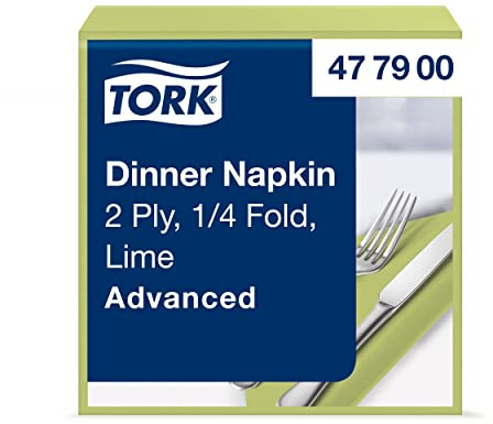 Tork 477900 Dinnerservietten Limone / 2-lagige Papierservietten/Großzügige Maße/Passend für jede Gelegenheit/Advanced Qualität / 12 x 150 Servietten / 39 x 39 cm (B x L) / 1/4-Falz