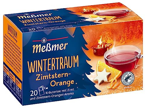 Meßmer Wintertraum | Kräutertee mit Zimt und Zimtstern-Orangen-Aroma | 20 Teebeutel | Vegan | Glutenfrei | Laktosefrei