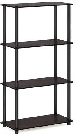 Furinno Turn-N-Tube Scaffali Senza Attrezzi, Legno ingegnerizzato, Noce Scuro (Dark Walnut), Taglia Unica