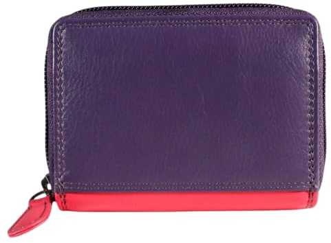 ph PRIMEHIDE Concertina Credit Card Holder Wallet - Durable Slim Wallet with RFID Protection & Coin Pocket - Multi Coloured 11 Card Slots Bifold Wallets - Genuine Leather Wallets, Purple