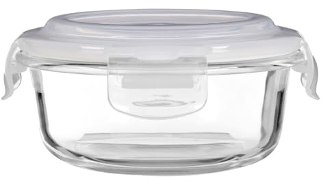 Premier Housewares 400ml Glass Container Clear Borosilicate Glass Temperature Resistant Airtight BPA-free Lid Food Storage Container 13cm x 6cm x 13cm