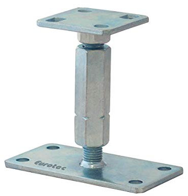 Eurotec - Pied de poteau réglable galvanisé bleu - Dim. 100 x 100/160 x 80 mm - Ht. 135 à 200 mm